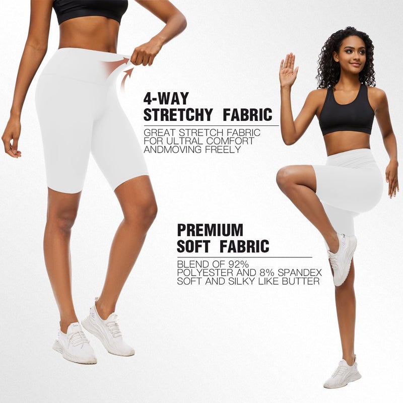 FULLSOFT 8" High Waisted Biker Shorts for Women-Tummy Control Athletic Workout Running Yoga Gym Dance Shorts - Image 3